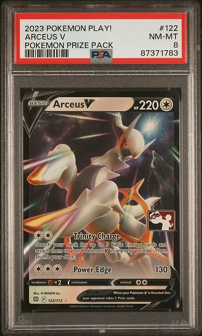 2023 Pokemon Play! Pokemon Prize Pack 122 Arceus V PSA 8