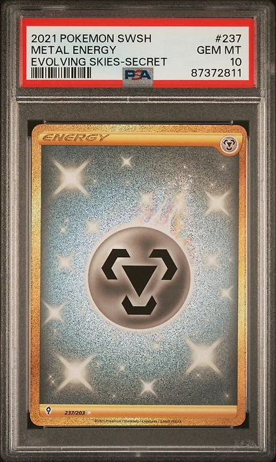 2021 Pokemon Sword & Shield Evolving Skies 237 Metal Energy Secret PSA