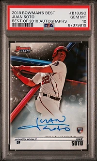 2018 Bowman's Best Best Of 2018 Autographs B18jso Juan Soto PSA 10