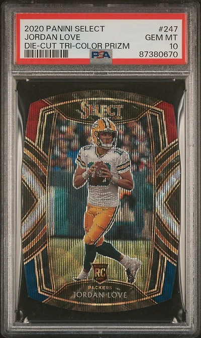 2020 Panini Select 247 Jordan Love Die-cut Tri-color Prizm PSA 10