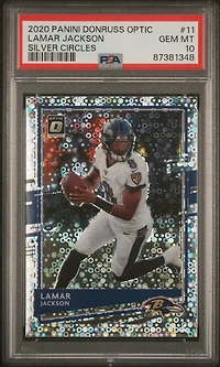 2020 Panini Donruss Optic 11 Lamar Jackson Silver Circles PSA 10