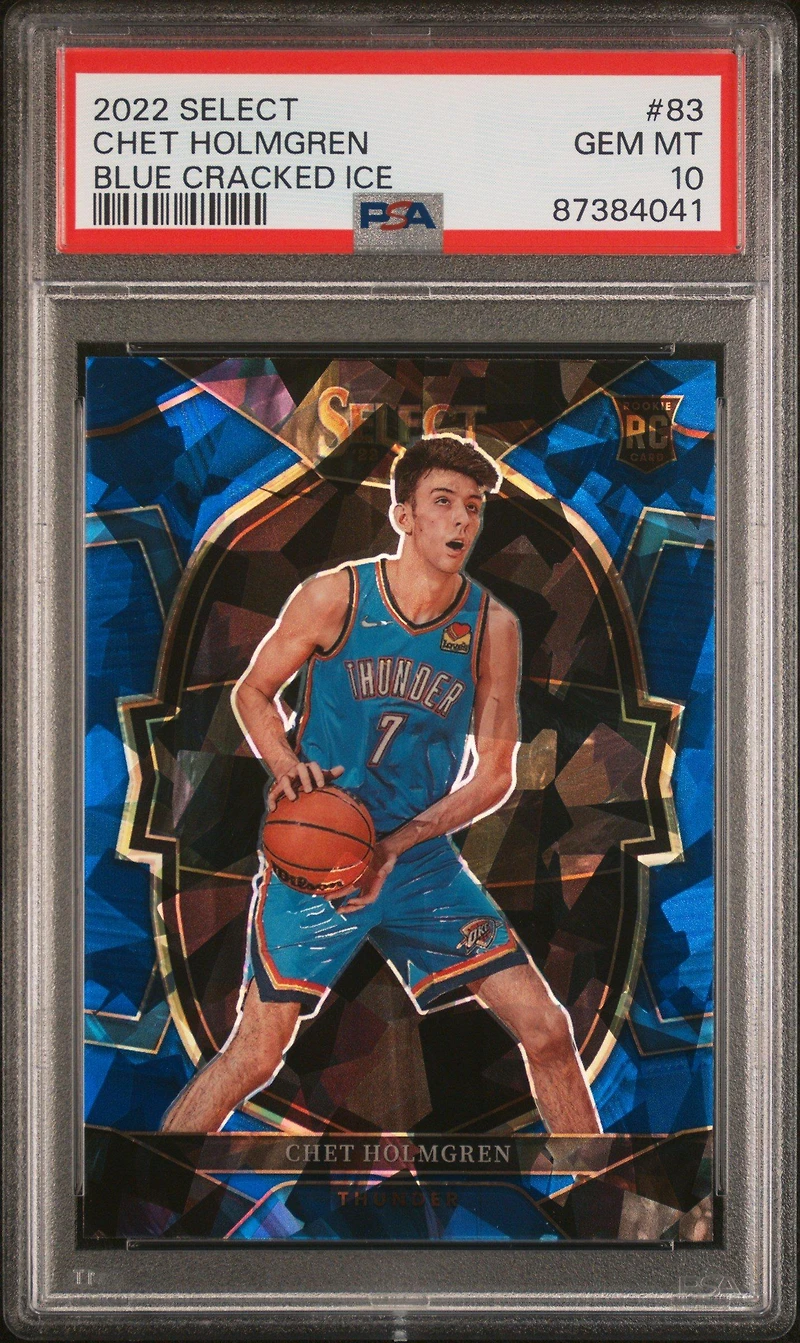 2022 Panini Select 83 Chet Holmgren Blue Cracked Ice PSA 10