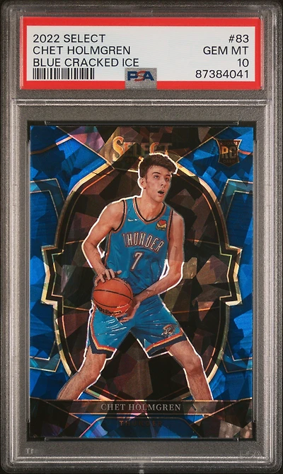 2022 Panini Select 83 Chet Holmgren Blue Cracked Ice PSA 10