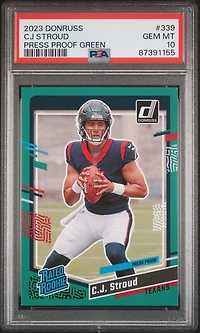 2023 Panini Donruss 339 Cj Stroud Press Proof Green PSA 10