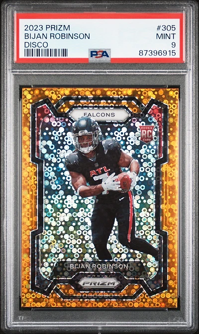 2023 Panini Prizm 305 Bijan Robinson Disco Prizm PSA 9