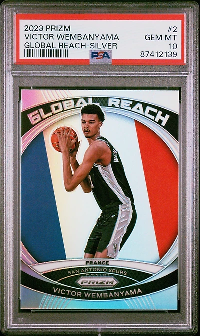 2023 Panini Prizm Global Reach 2 Victor Wembanyama Silver Prizm PSA