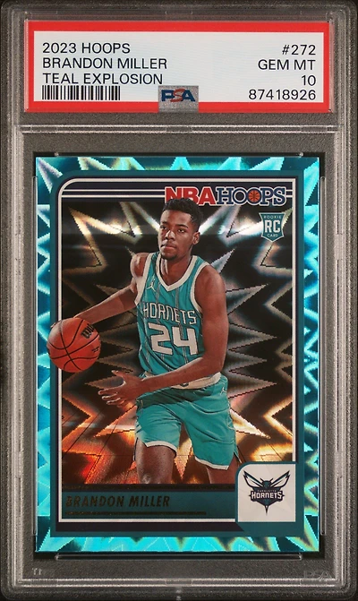 2023 Panini Nba Hoops 272 Brandon Miller Teal Explosion PSA 10