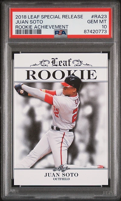 2018 Leaf Special Release Rookie Achievement Ra23 Juan Soto PSA 10