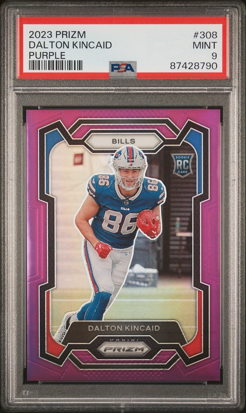 2023 Panini Prizm 308 Dalton Kincaid Purple Prizm PSA 9