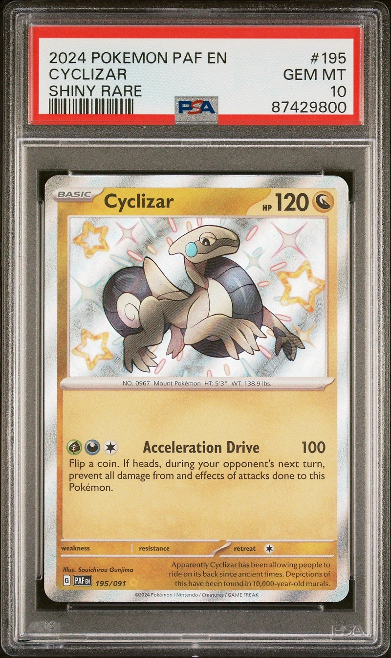 2024 Pokemon Paf En-paldean Fates 195 Cyclizar Shiny Rare PSA 10
