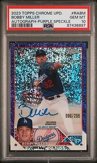 2023 Topps Chrome Update Autograph Rabm Bobby Miller Purple Speckle PSA 10