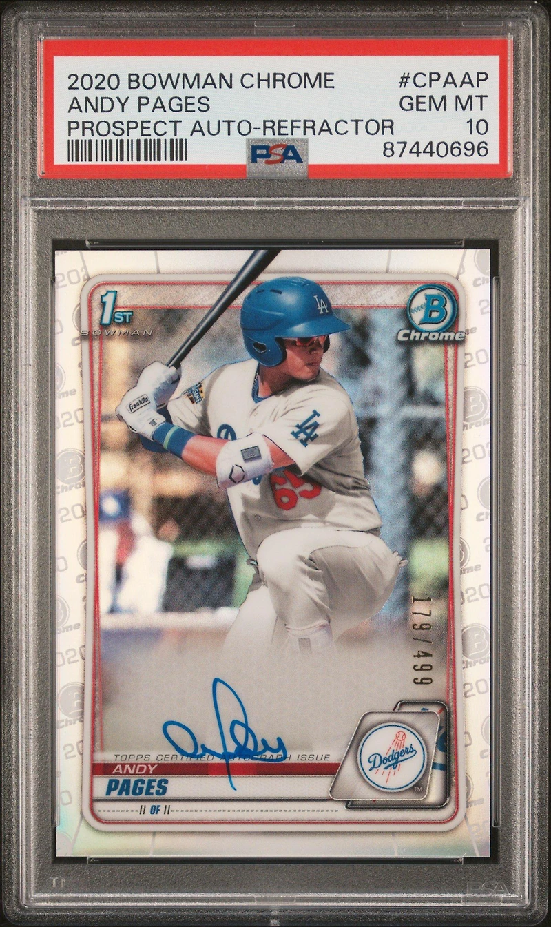 2020 Bowman Chrome Prospect Autographs Cpaap Andy Pages Refractor PSA 10