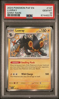 2024 Pokemon Paf En-paldean Fates 137 Luxray Shiny Rare PSA