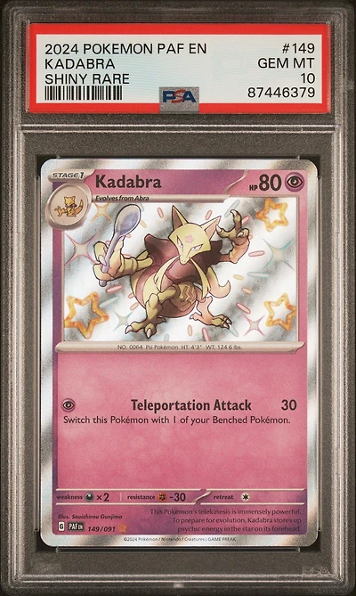 2024 Pokemon Paf En-paldean Fates 149 Kadabra Shiny Rare PSA