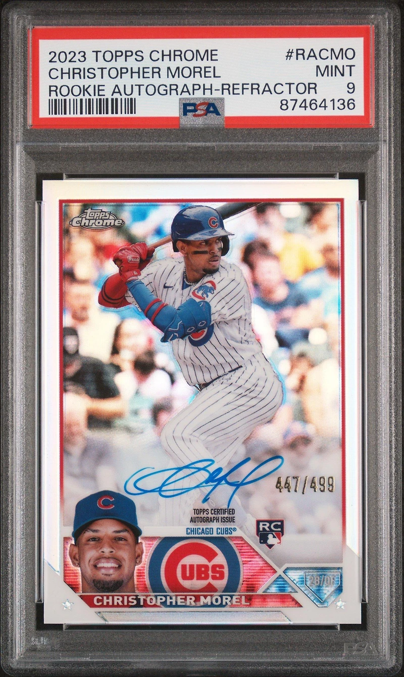 2023 Topps Chrome Rookie Autograph Racmo Christopher Morel Refractor PSA 9