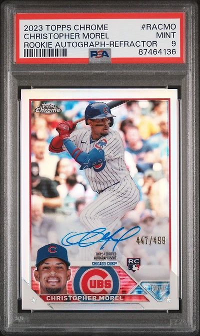 2023 Topps Chrome Rookie Autograph Racmo Christopher Morel Refractor PSA 9