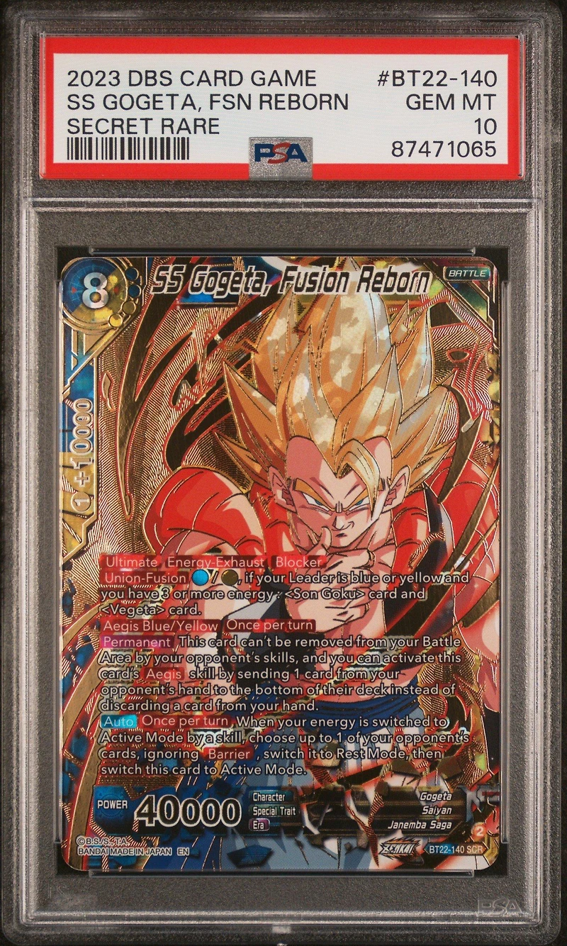 2023 Dragon Ball Super Card Game Series 22 Critical Blow Bt22-140 Ss Gogeta, Fsn Reborn PSA 10
