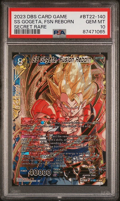 2023 Dragon Ball Super Card Game Series 22 Critical Blow Bt22-140 Ss Gogeta, Fsn Reborn PSA 10