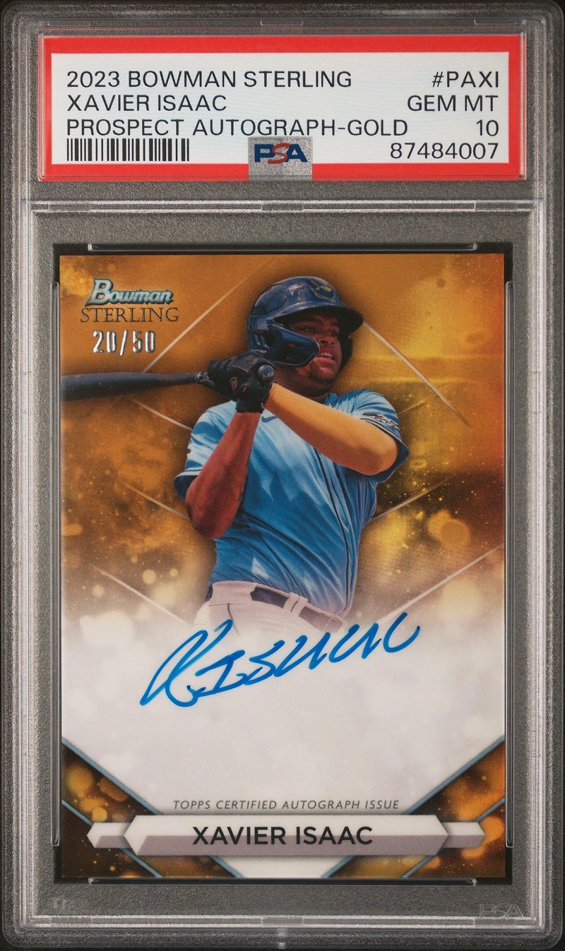 2023 Bowman Sterling Prospect Autographs Paxi Xavier Isaac Gold PSA 10