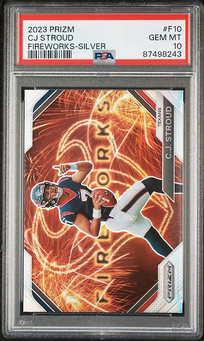 2023 Panini Prizm Fireworks F10 Cj Stroud Silver Prizm PSA 10