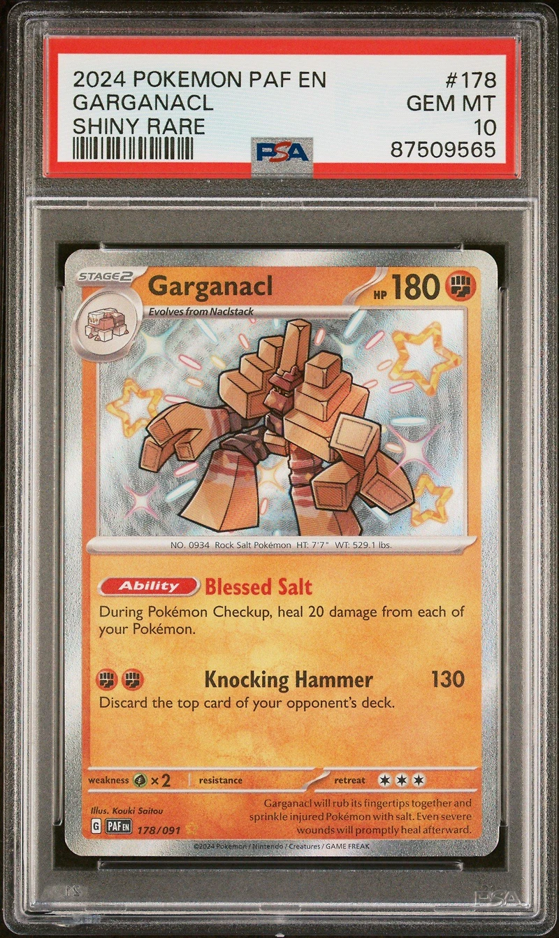 2024 Pokemon Paf En-paldean Fates 178 Garganacl Shiny Rare PSA 10