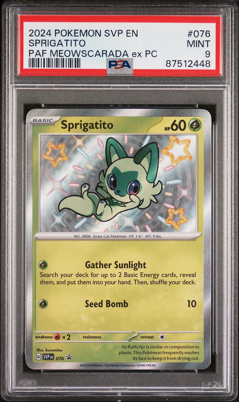 2024 Pokemon Svp En-sv Black Star Promo 076 Sprigatito Paldean Fates Meowscarada Ex Premium Collection PSA 9