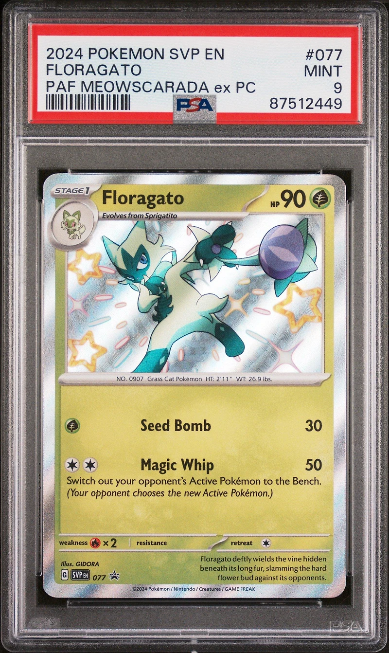 2024 Pokemon Svp En-sv Black Star Promo 077 Floragato Paldean Fates Meowscarada Ex Premium Collection PSA 9