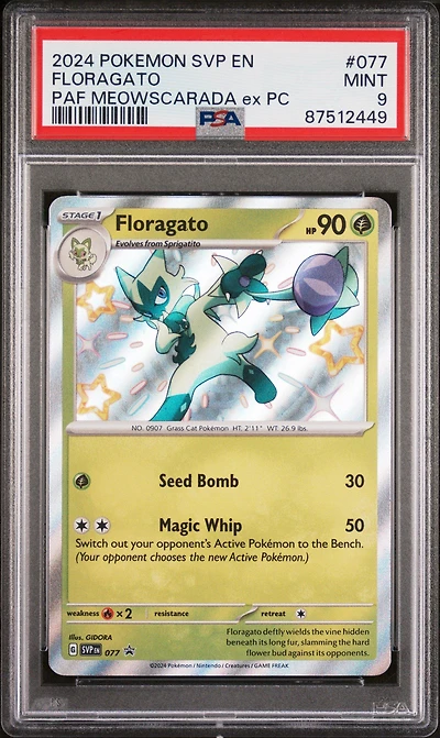 2024 Pokemon Svp En-sv Black Star Promo 077 Floragato Paldean Fates Meowscarada Ex Premium Collection PSA 9