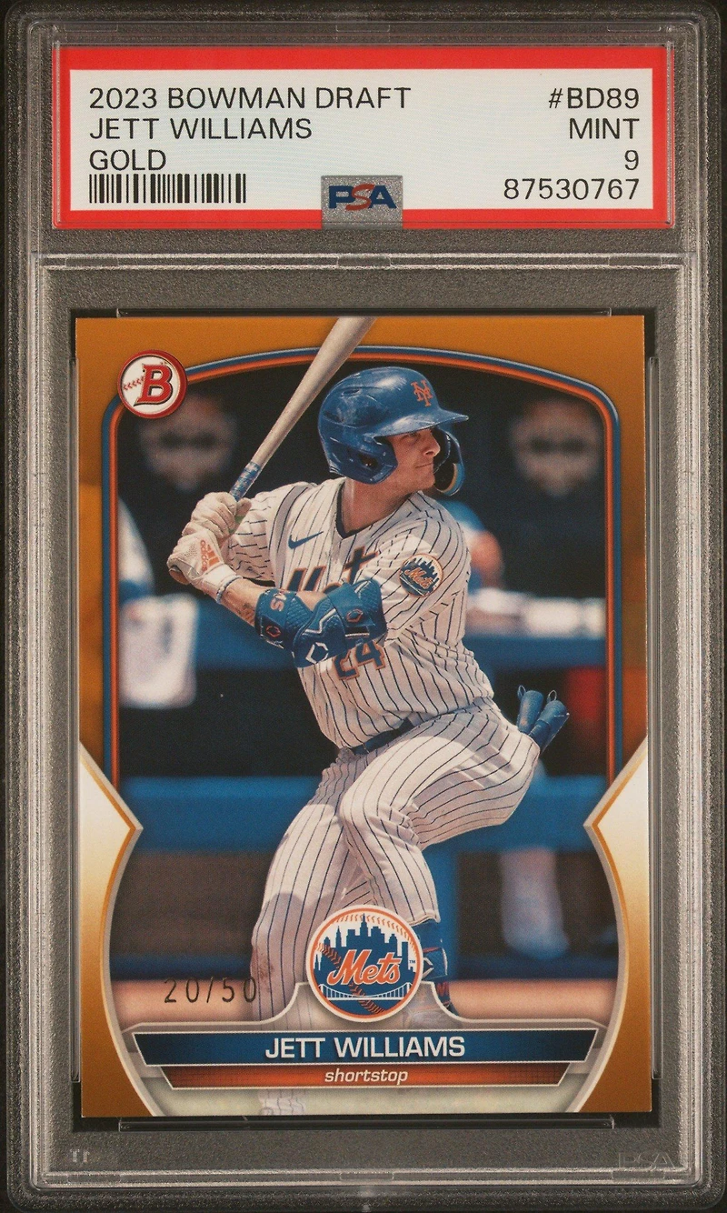 2023 Bowman Draft Bd89 Jett Williams Gold PSA 9