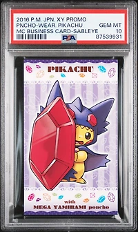 2016 Pokemon Japanese Xy Promo Poncho-wearing Pikachu Mega Campaign Business Card-sableye PSA 10