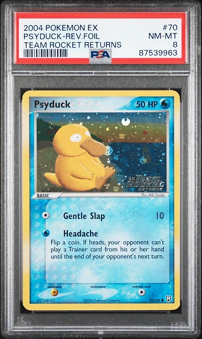 2004 Pokemon Ex Team Rocket Returns 70 Psyduck-reverse Foil PSA 8