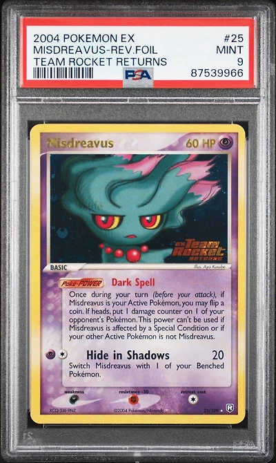 2004 Pokemon Ex Team Rocket Returns 25 Misdreavus PSA 9