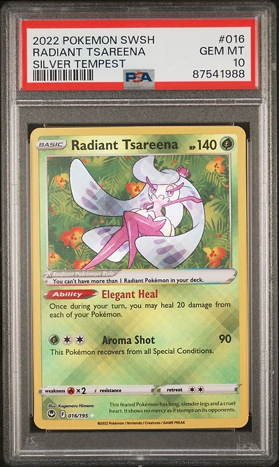 2022 Pokemon Sword & Shield Silver Tempest 016 Radiant Tsareena PSA 10
