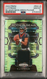 2023 Panini Prizm Rookie Gear Rgcjs Cj Stroud Neon Green Pulsar PSA