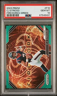 2023 Panini Prizm Fireworks F10 Cj Stroud Green Prizm PSA