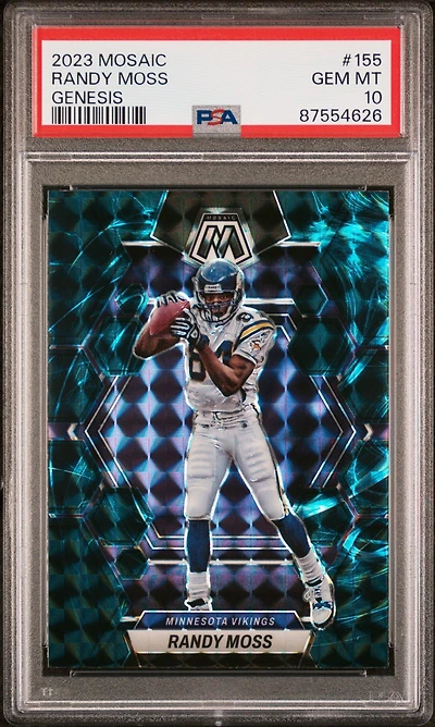2023 Panini Mosaic 155 Randy Moss Genesis PSA 10