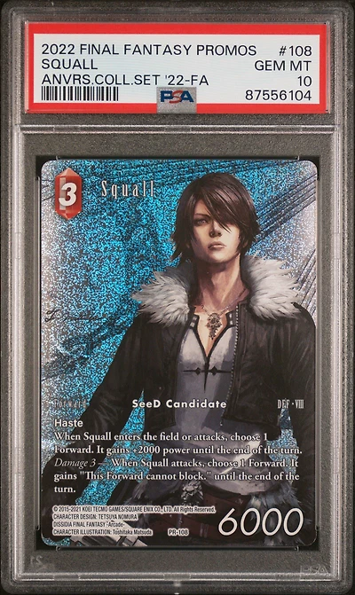 2022 Final Fantasy Promos 108 Squall Anniversary Collection Set 2022-full Art PSA 10