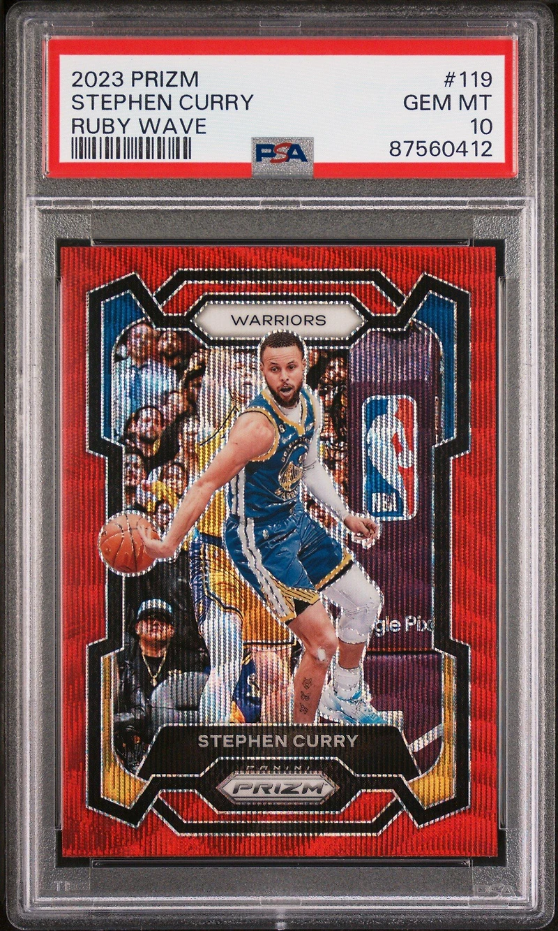 2023 Panini Prizm 119 Stephen Curry Ruby Wave PSA 10