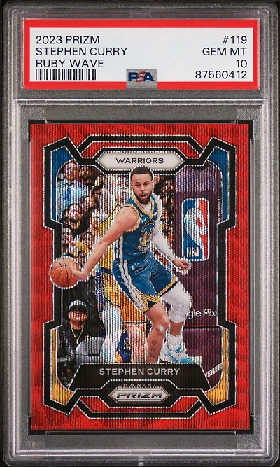 2023 Panini Prizm 119 Stephen Curry Ruby Wave PSA 10