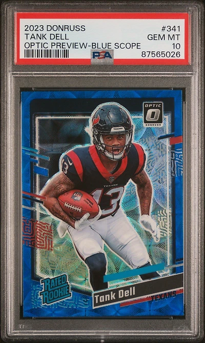 2023 Panini Donruss 341 Tank Dell Optic Preview-blue Scope PSA 10
