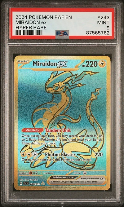 2024 Pokemon Paf En-paldean Fates 243 Miraidon Ex Hyper Rare PSA