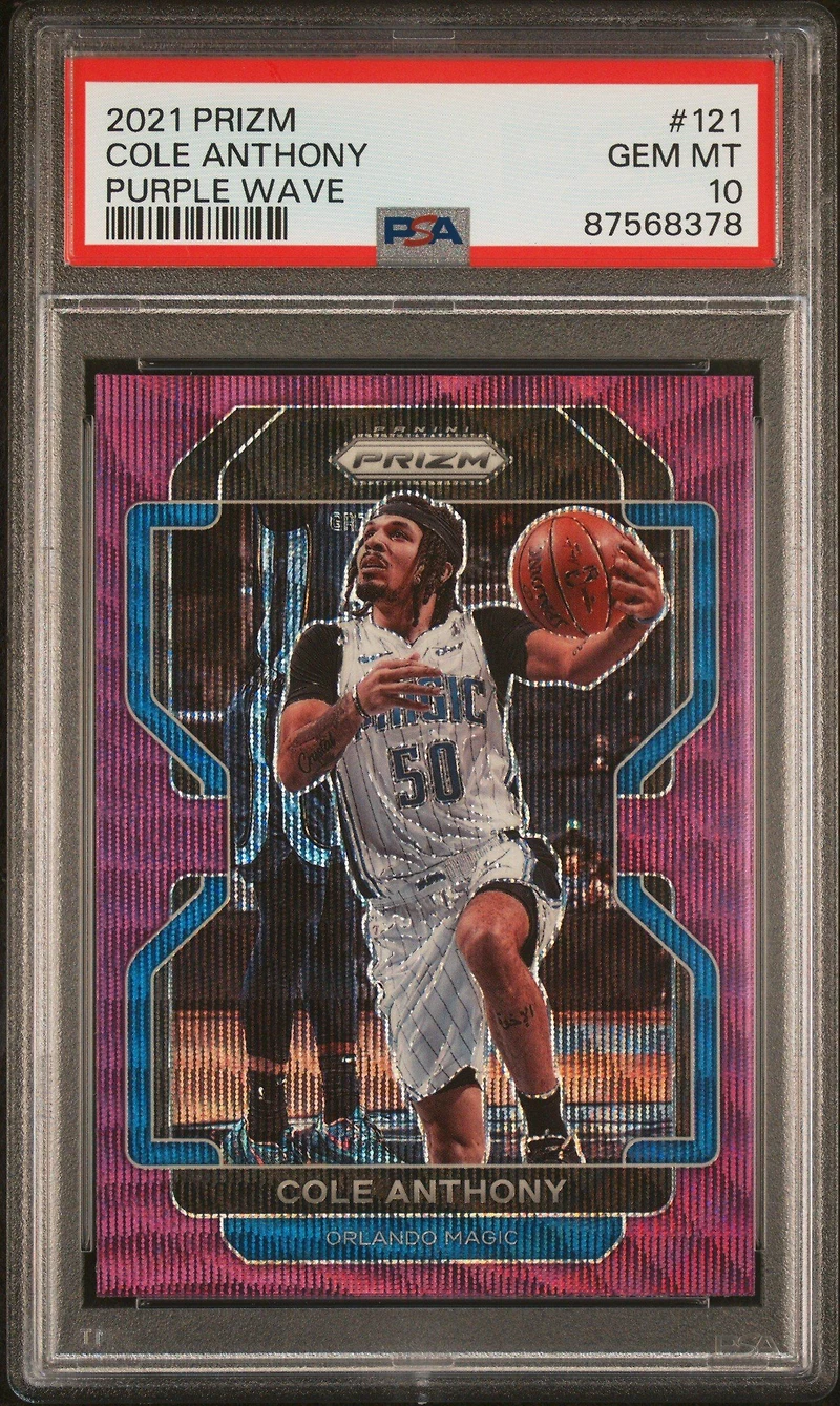 2021 Panini Prizm 121 Cole Anthony Purple Wave PSA 10