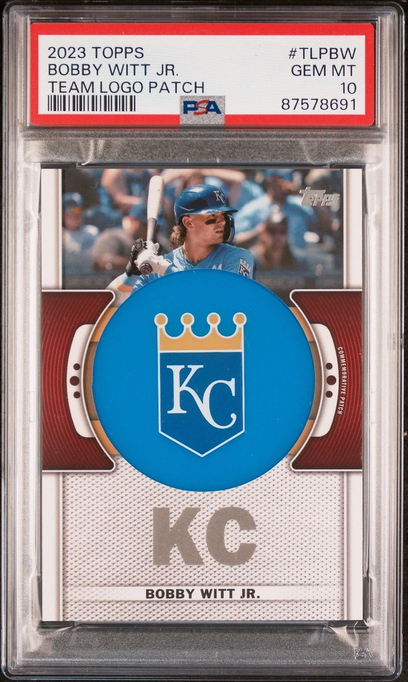2023 Topps Team Logo Commemorative Patch Tlpbw Bobby Witt Jr. PSA 10