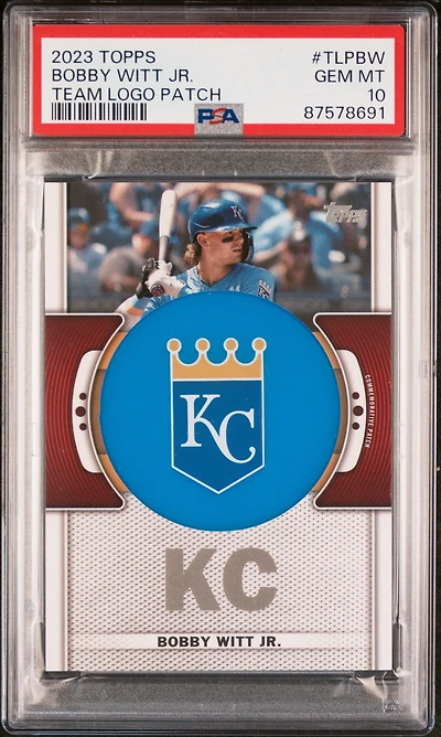 2023 Topps Team Logo Commemorative Patch Tlpbw Bobby Witt Jr. PSA 10