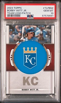 2023 Topps Team Logo Commemorative Patch Tlpbw Bobby Witt Jr. PSA 10
