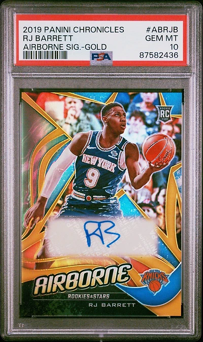 2019 Panini Chronicles Airborne Signatures Abrjb Rj Barrett Gold PSA 10