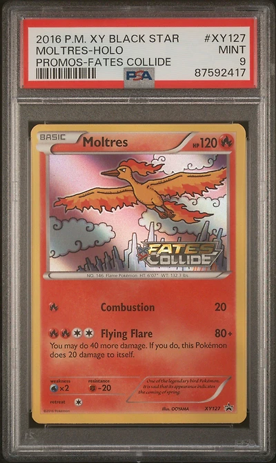 2016 Pokemon Xy Black Star Promo Xy127 Moltres-holo Fates Collide PSA 9