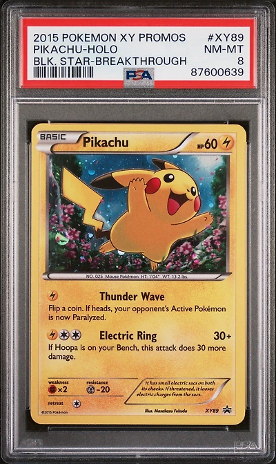2015 Pokemon Xy Black Star Promos Xy89 Pikachu-holo Breakthrough PSA 8