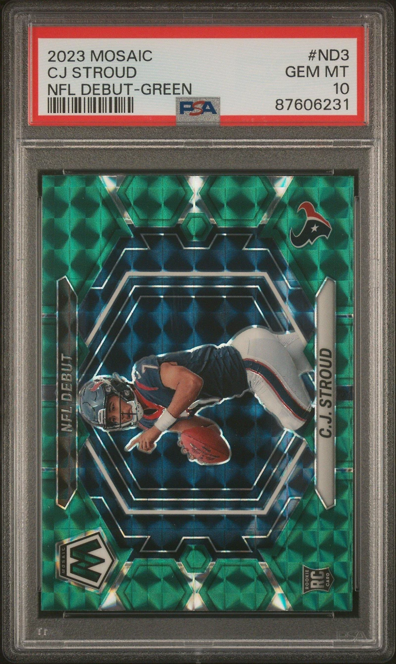 2023 Panini Mosaic Nfl Debut Nd3 Cj Stroud Green PSA