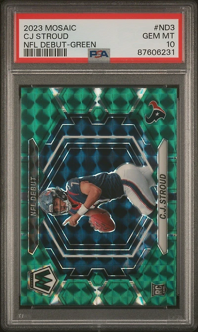 2023 Panini Mosaic Nfl Debut Nd3 Cj Stroud Green PSA